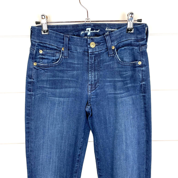 7 For All Mankind Jeans Women 25 x 33 Low Rise Kimmie Straight Leg Medium Wash - Picture 6 of 9